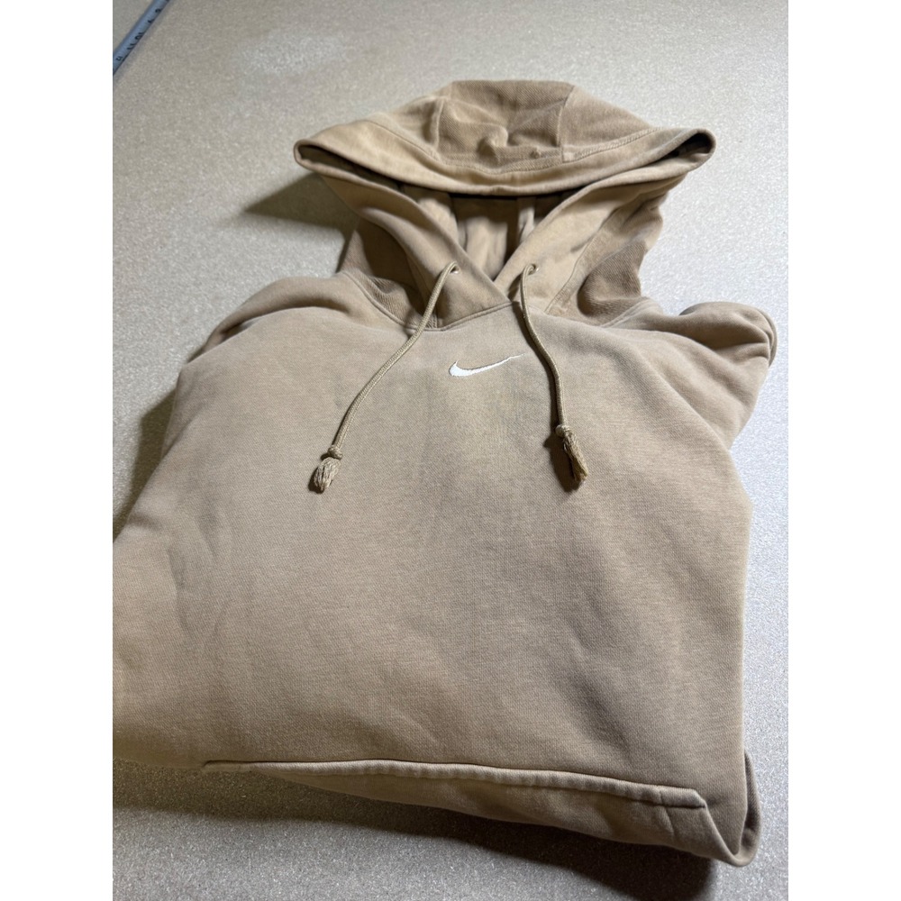 Nike Solo Swoosh Hoodie Mens XL Tan Khaki‎ Center Swoosh Pullover Sweatshirt